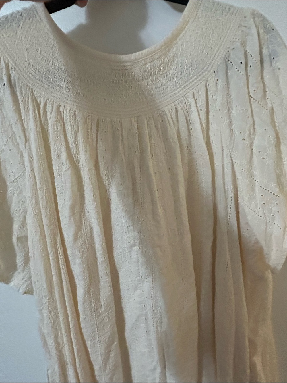 Old Navy Cream Textured Peasant Top - Picture 8 of 8